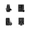 Contactless technology black glyph icons set on white space