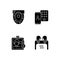 Contactless technology black glyph icons set on white space
