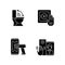 Contactless technology black glyph icons set on white space