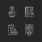 Contactless technology chalk white icons set on black background