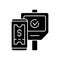 Contactless ticketing in public transport black glyph icon