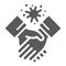 Contagion handshake glyph icon, virus and protection, covid 19 sign, vector graphics, a solid pattern on a white