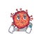 Contagious corona virus on waiting gesture mascot design style