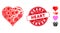 Contagious Mosaic Corrupted Love Heart Icon with Distress Round Heart Stamp