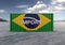 A container, 3D rendering, Flag of Brazil