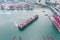 Container and Cargo port in Hong Kong. Trade and Transport terminal