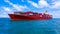 Container cargo ship carrying container for business freight import and export, Aerial view container ship arriving in commercial