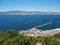 Container and cargo ships around the Rock of Gibraltar