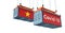 Container with Coronavirus Covid-19 text on the side and container with Vietnam Flag.