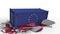 Container with flag of the European Union EU breaks cargo container with flag of Poland. Trade war or economic conflict