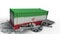 Container with flag of Iran breaking container with EXPORT text. Conceptual 3D animation