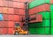 Container forklift in logistic area zone