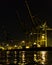 Container gantry cranes at night