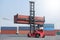 Container handlers in the harbor, transportation concepts