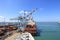 Container handling gantry cranes at a container terminal. Ships at Dock. Haifa, Israel.