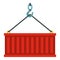 Container lifted by a crane icon, flat style