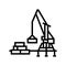 container loader port equipment line icon vector illustration