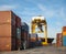 Container loading Cargo freight shipping with industrial crane Import Export business Logistic Transportation Industry
