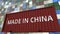 Container with MADE IN CHINA caption. Chinese import or export related 3D rendering