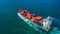 Container ship carrying container for import and export, Aerial view business logistic and freight transportation by ship in open