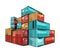 Container ship carrying heavy steel cargo crates