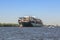 Container ship CSCL MARS on Elbe river at Hamburg