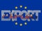 Container ship with export text and EU flag illustration