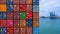 Container ship loading and unloading in deep sea port, Aerial top view of business logistic import and  export freight