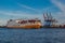 a container ship on the river elbe