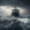 Container ship on stormy seas. Generative AI