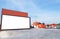 Container shipping for Logistic Import Export business and Industrial . empty white billboard .Blank space for text and images