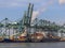 Container ships in port of Antwerp