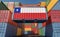 Container Terminal - Freight container with Chile flag.