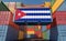 Container Terminal - Freight container with Cuba flag.