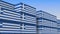 Container terminal full of containers with flag of Greece. Greek export or import related 3D rendering