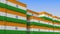 Container terminal full of containers with flag of India. Indian export or import related 3D rendering