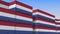 Container terminal full of containers with flag of the Netherlands. Dutch export or import related 3D rendering