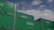 Container terminal full of containers with flag of Saudi Arabia. Export or import related