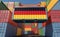 Container Terminal - Shipping Container with German flag.