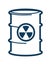 Container with toxic substance and sign of hazard