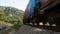 Container train  passing wide angle view