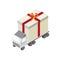 Container truck carry gift box