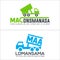 Container truck dumpster rental service logo design