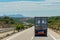 Container truck traveling on the highway