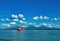 Container vessel at anchor in paranagua harbour