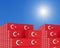Container yard full of containers with flag of Turkey Flag. 3d illustration