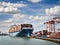 Containers Cargo Ship at logistic hub. Generated with AI