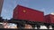 Containers with the flag of China. Railway transportation. 3d illustration