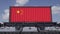 Containers with the flag of China. Railway transportation. 3d illustration