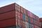 Containers piled up at the port